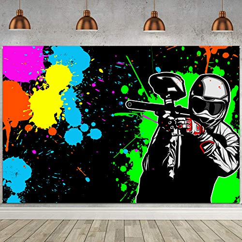 Shooting Game Backdrop FHZON 5x3ft Mess Splatter Art Party Colorful Graffiti Background for Photograph Theme Party Gaming ...