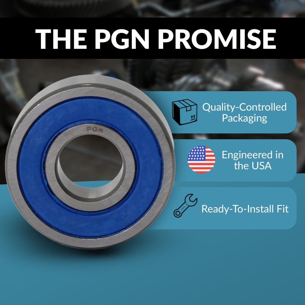 PGN (10 Pack) 608-2RS Bearing - Lubricated Chrome Steel Sealed Ball Bearing - 8x22x7mm Bearings with Rubber Seal & High RPM Support