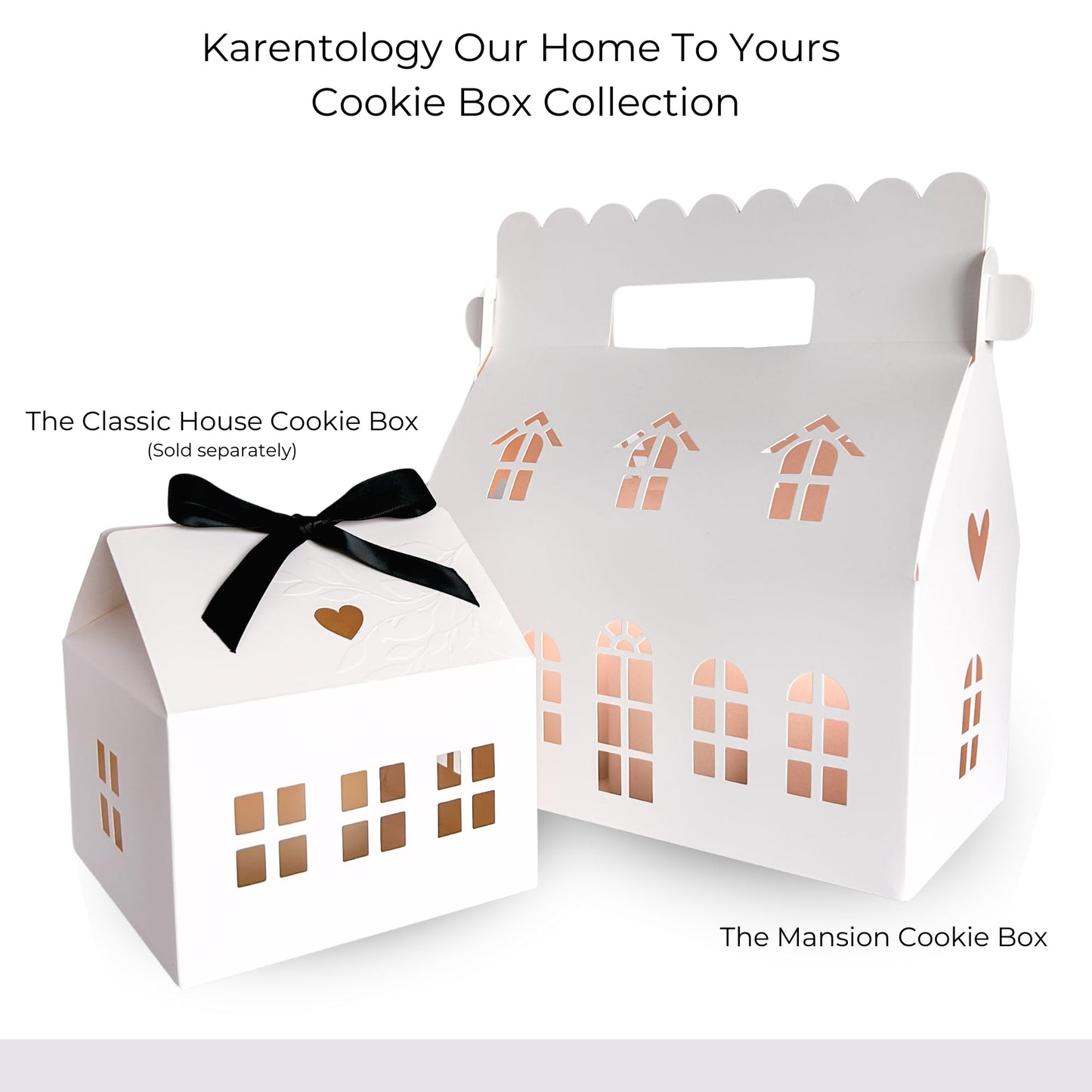 Karentology 10 Pcs Large Mansion House Shaped Gift Boxes for Treats, Dessert, Fancy Cookie, White Gable Bakery Packaging