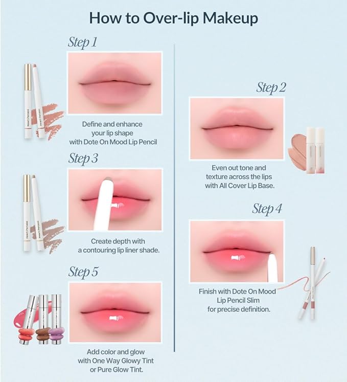 Heart Percent Dote On Mood Lip Liner Pencil, Long-Lasting Creamy Lip Crayon Smooth Lipliner Retractable Lipstick Overlip Line Color 0.8g, #12. Caramel Beige