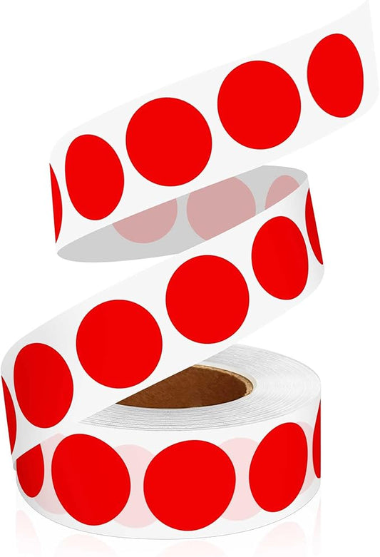 0.75" Multi - Purpose Circle Labels,1000 PCS 3/4 Inch Red Sticker for Classroom, Papers, Market, Price Tags, and Library Book Labels. Non - Printable Round Colored Stickers