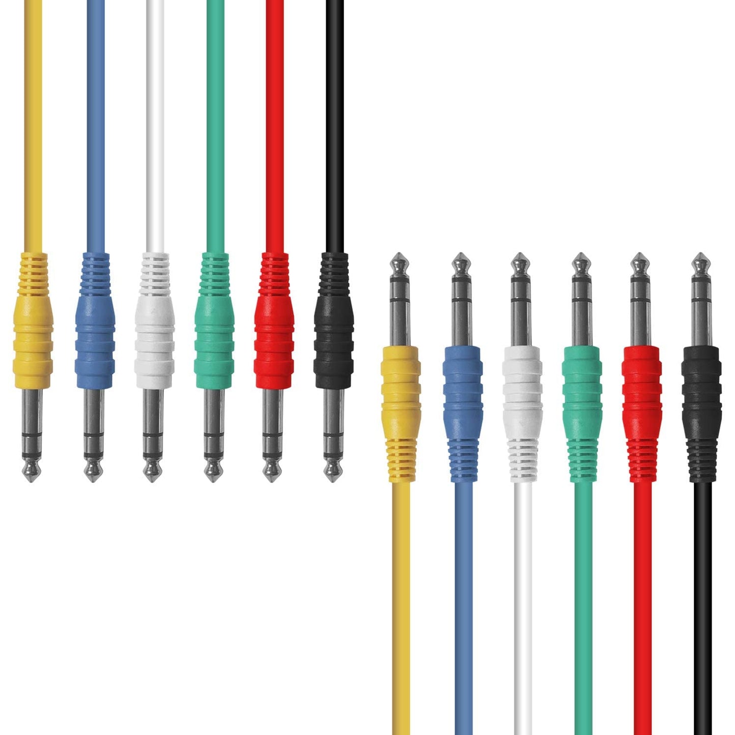 AxcessAbles 1/4 (6.35mm) TRS to 1/4 (6.35mm) TRS Multi-Color Balanced Stereo Patch Cables 6-Pack Outboard Gear & Patchbay Studio