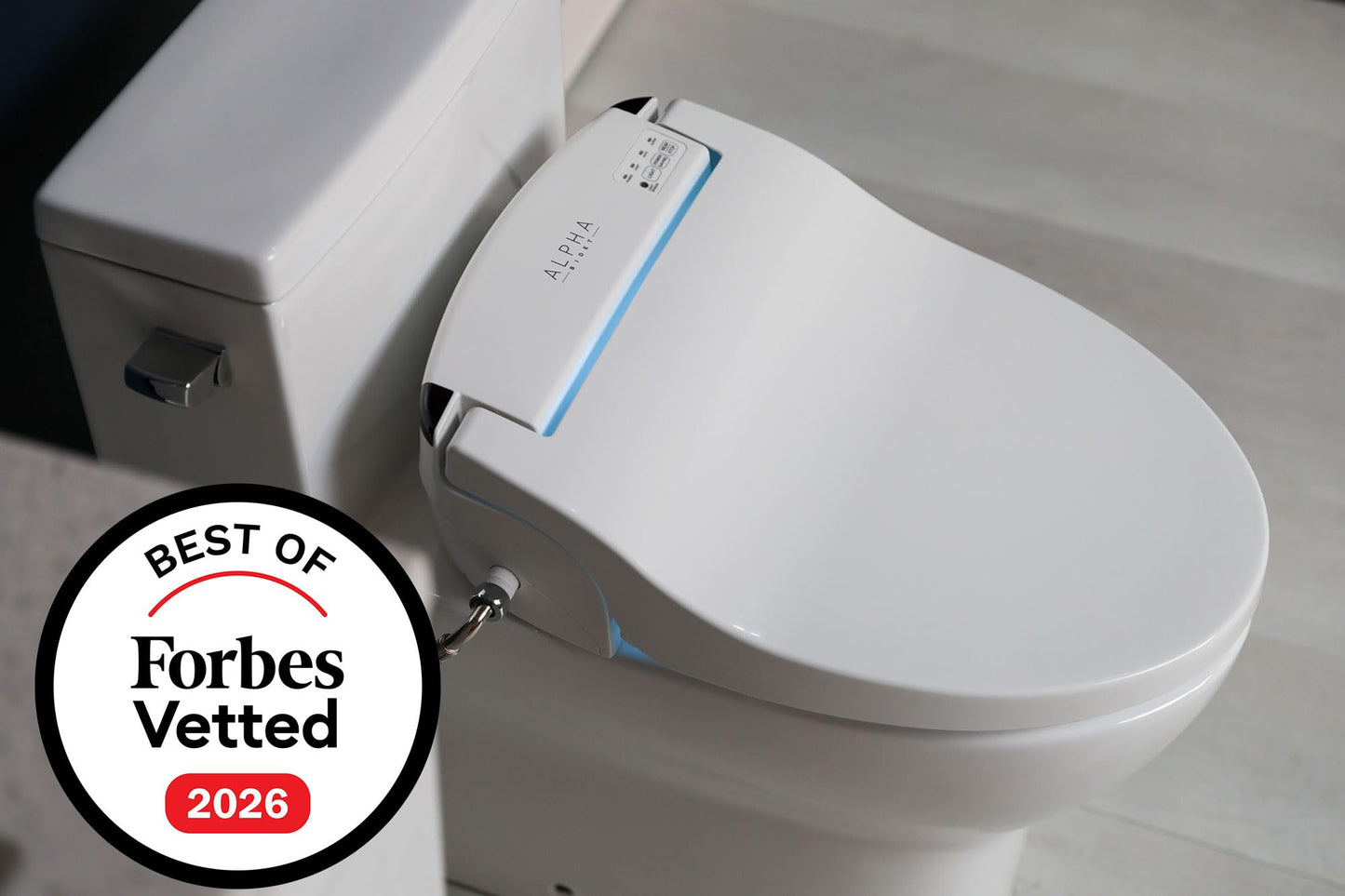 ALPHA BIDET JX2 Elongated Bidet Toilet Seat, White, Endless Warm Water, *NEW* Bowl Mist, LED Light, Quiet Operation, Wireless Remote, Stainless Steel Nozzle, Sittable Lid, 3 Year Warranty
