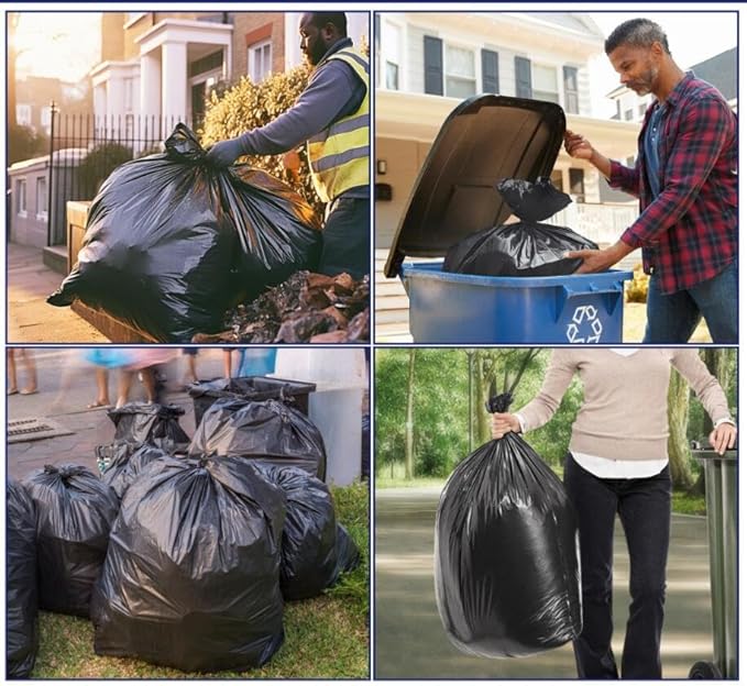 Teivio Black Trash Bags 20-25 Gallon 60 Count | Large Multipurpose | Fit 18,20,21,23,25 gallon Garbage Bin Liner | Kitchen | Lawn And Leaf Bags Outdoor Yard Waste Bag | Workshops Trash