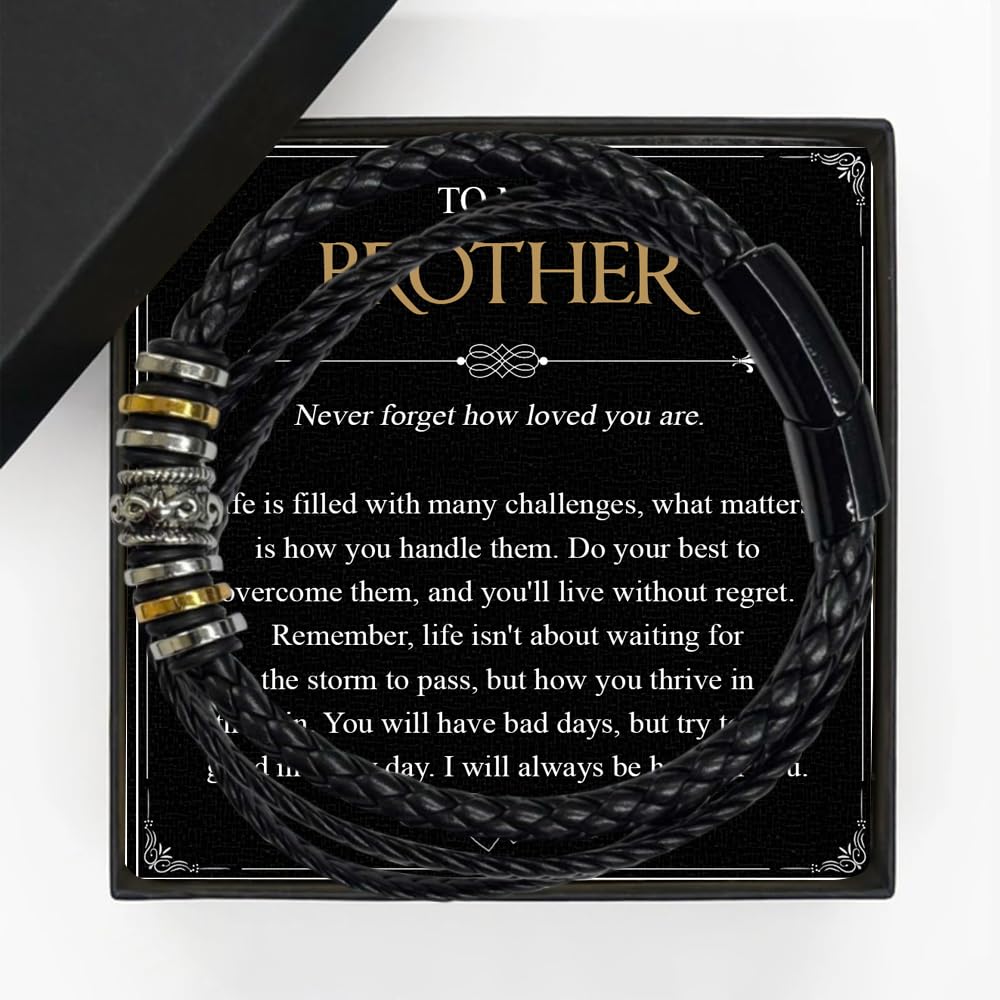 VIRAGIL To My Brother Bracelet, Birthday Gifts For Brother Bracelet With Message Card And Box, Man Gifts From Mom And Dad, Inspirational Gift For Men On Birthday Graduation Christmas Anniversary #4