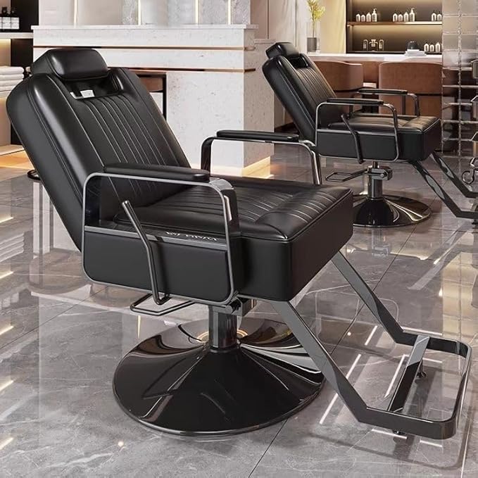 Adjustable Salon Chair for Men - Seat Height Women Beauty Salon Barber Chair Hair Stylists Supports up to 330 lbs Heavy Duty Hydraulic, Black