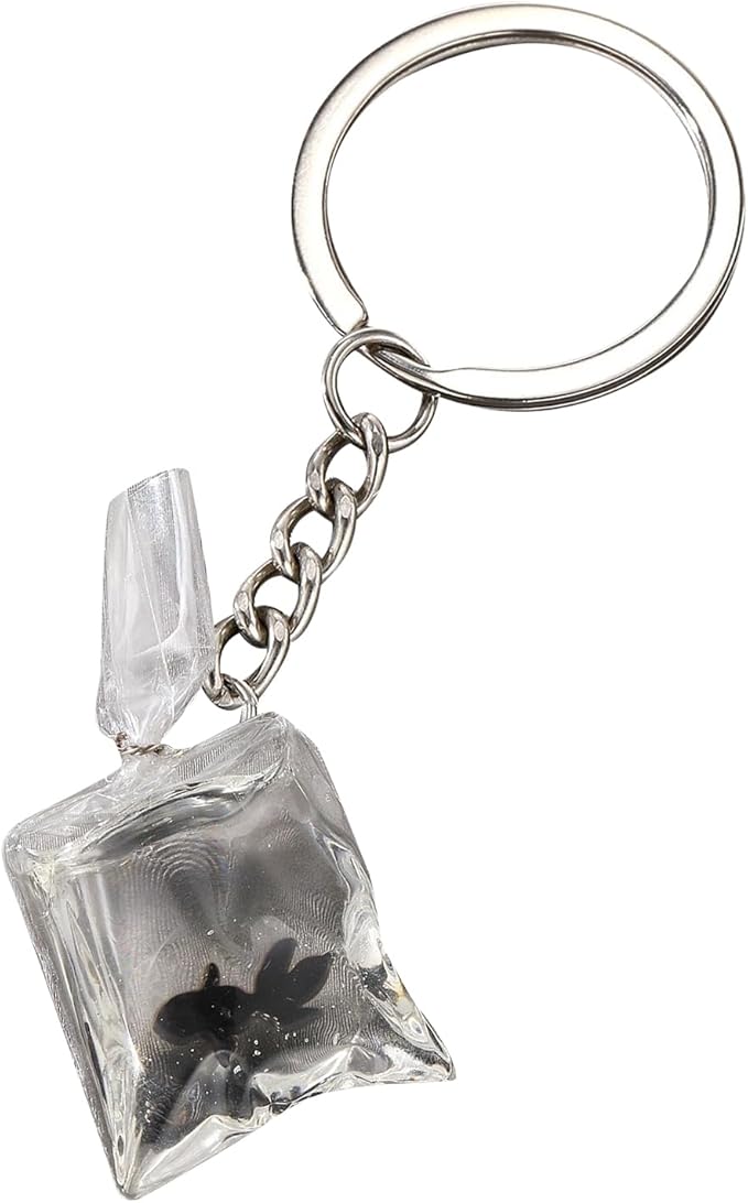 XUYUH Creative Resin Water Bag Keychain Charm Stylish Resin Fish Keychain with Transparent Water Bag Chic Hangings Decorat...