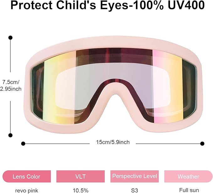 OTG Kids Ski Goggles Kids Snowboard Goggles for Boys Girls Toddler Youth Kid Snow Goggles Anti-Fog UV400 Protection