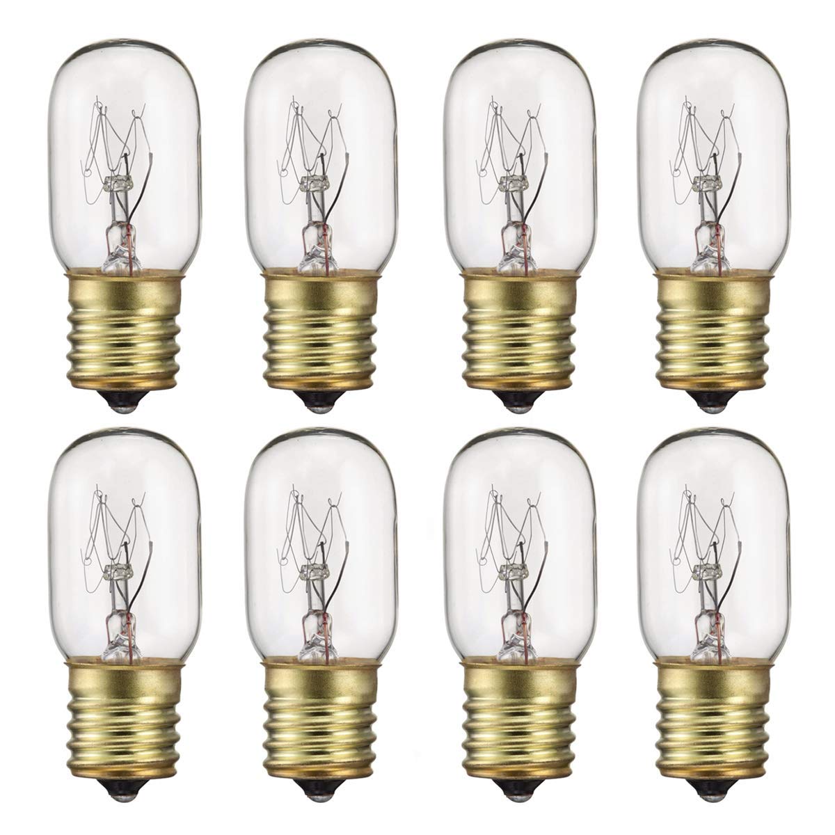 Snnalosses Appliance Light 40 Watt Bulb,High Temp Resistance Microwave Oven Bulb, E17 Indicator Intermediate Base T8 Tubular Light Bulbs,Dimmable (Pack of 8)