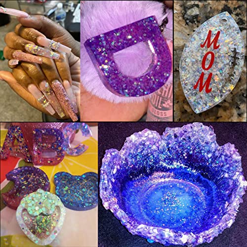 LoveOurHome 24 Box Iridescent Aurora Glitters Powder Pigment Nail Decorations Hexagon Chunky Flakes Sequins Accessories fo...