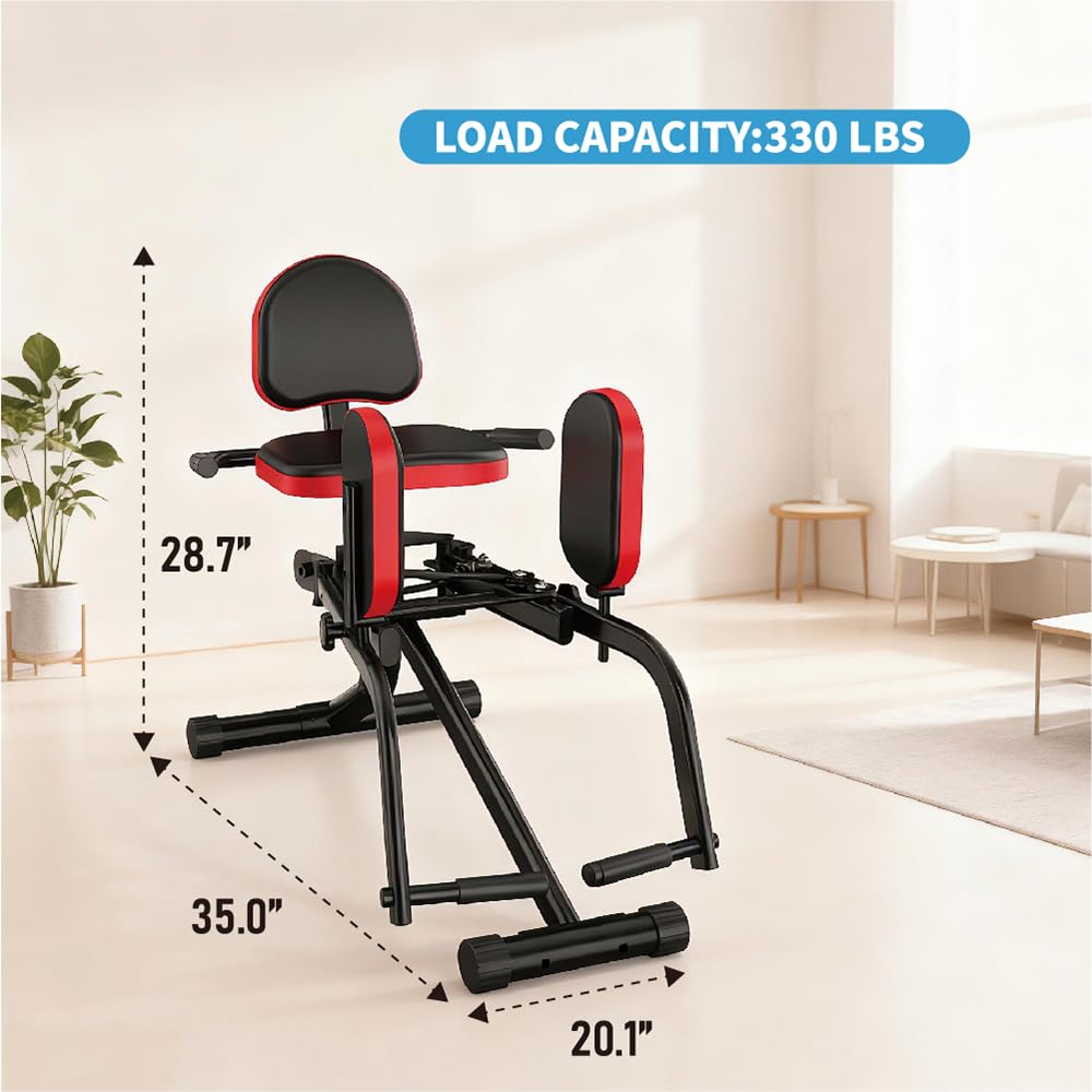 2-in-1 Hip Abductor and Adductor Machine, Inner and Outer Thigh Exercise Equipment, Leg Workout Machine for Home Gym (Red)