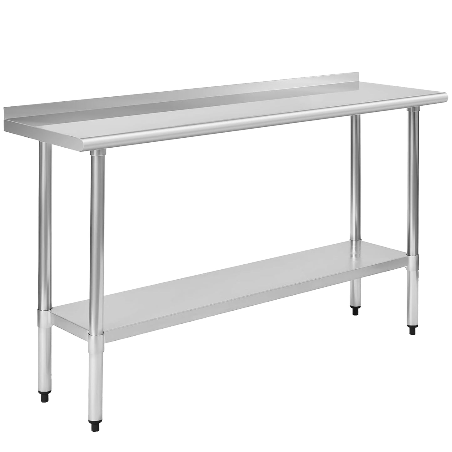 Okeyolive Stainless Steel Work Table 18 x 60 Inch, NSF Commercial Prep Table with Undershelf, Heavy Duty Food Prep Workstation with Backsplash