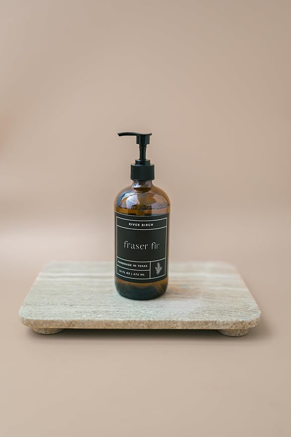 River Birch Fraser Fir Scented Natural Hand Soap - Handmade Soap - Moisturizing Hand Wash with Amber Glass Dispenser - Luxury Scented Hydrating Hand Soap - Vegan and Non-Toxic -16 Fl Oz