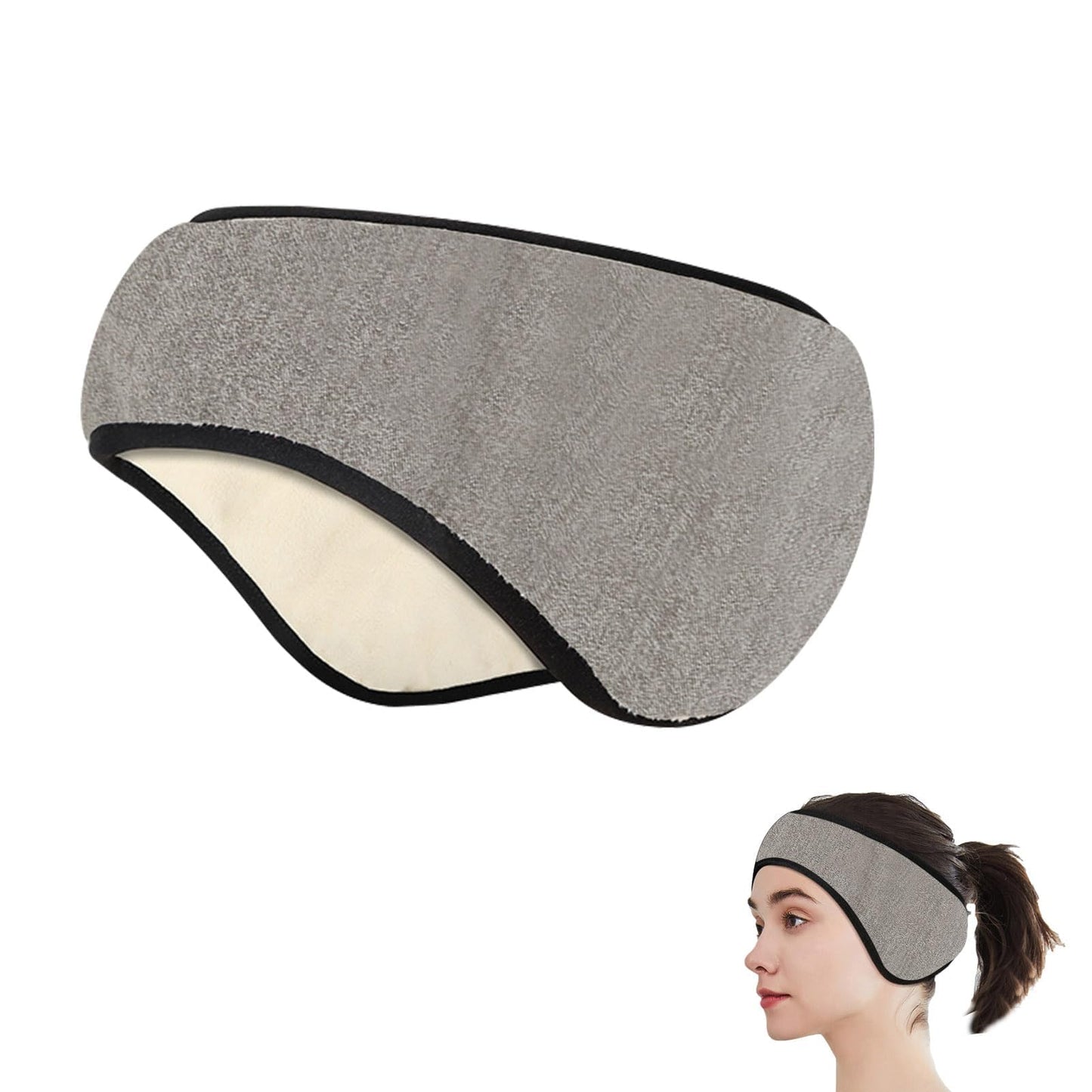 Agatige Sleep Ear Muffs, Soundproof Sleep Earmuff Headband Sleeping Noise Cancelling Ear Wrap Muffs Winter Women Sleep Mask for Men Women (1, Grey)
