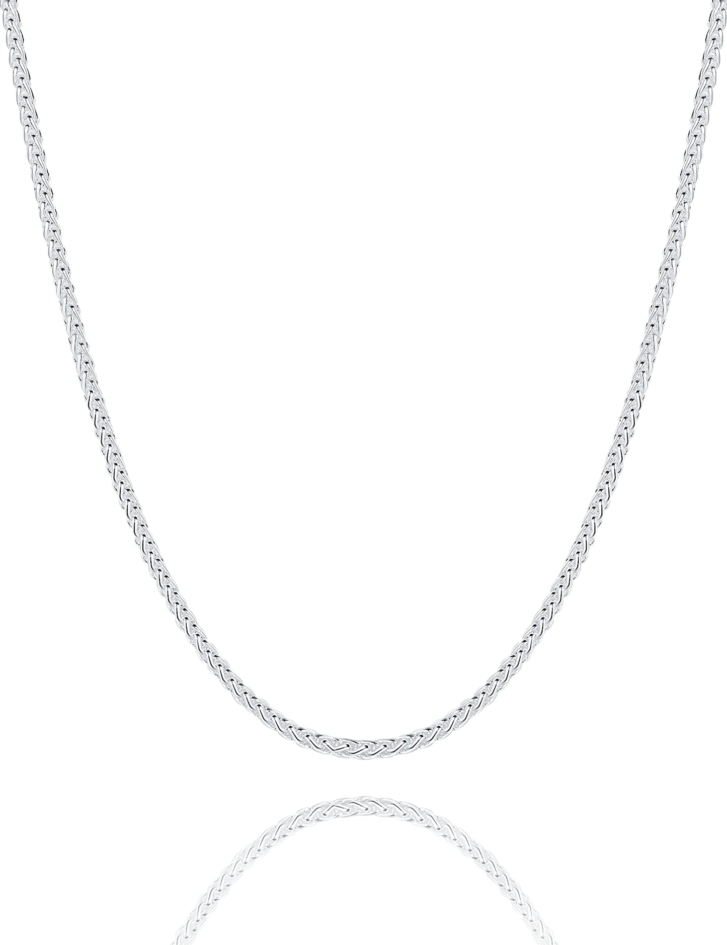 Waitsoul 925 Sterling Silver Wheat Chain Lobster Clasp 2mm Silver Chain for Men Women Silver Necklace Chain 24 Inche