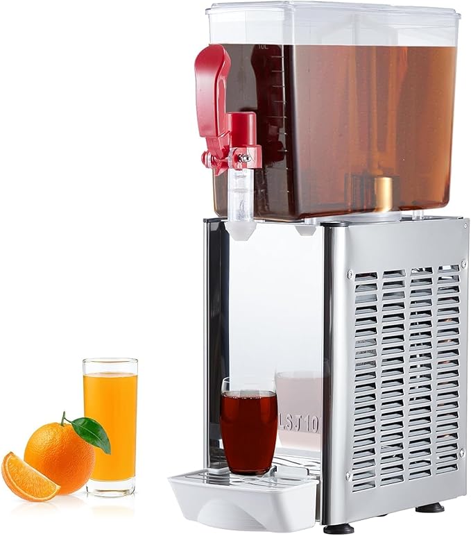 Commercial 10L (2.64 Gal) Stainless Steel Beverage Dispenser, 180W Iced Tea/Juice/Drink Machine With Food Grade Materials ...