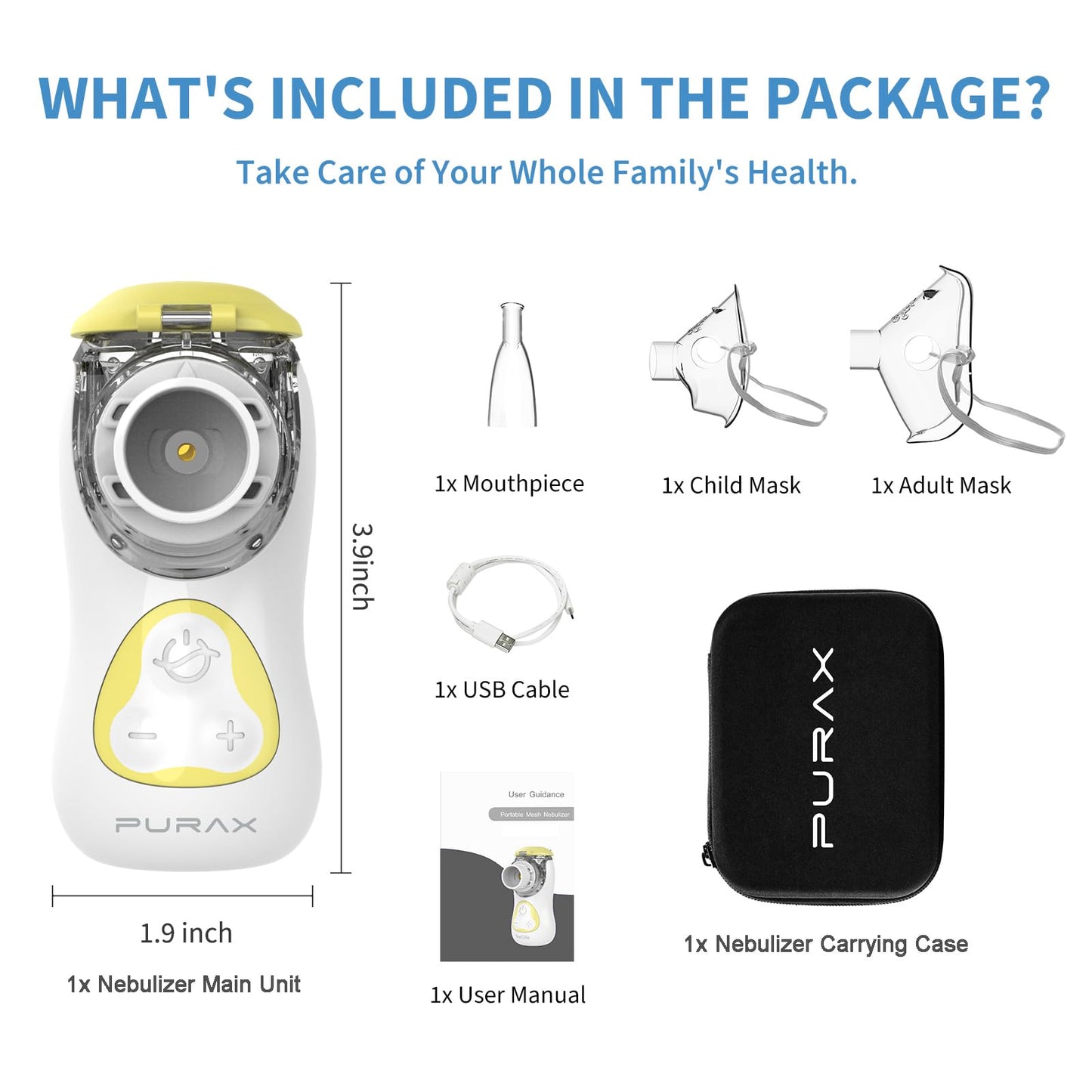 Portable Nebulizer for Adults and Kids - Rechargeable,Quiet Handheld Mesh Nebulizer Machine with Carrying Case for Breathing Treatment at Home, Office, and Travel