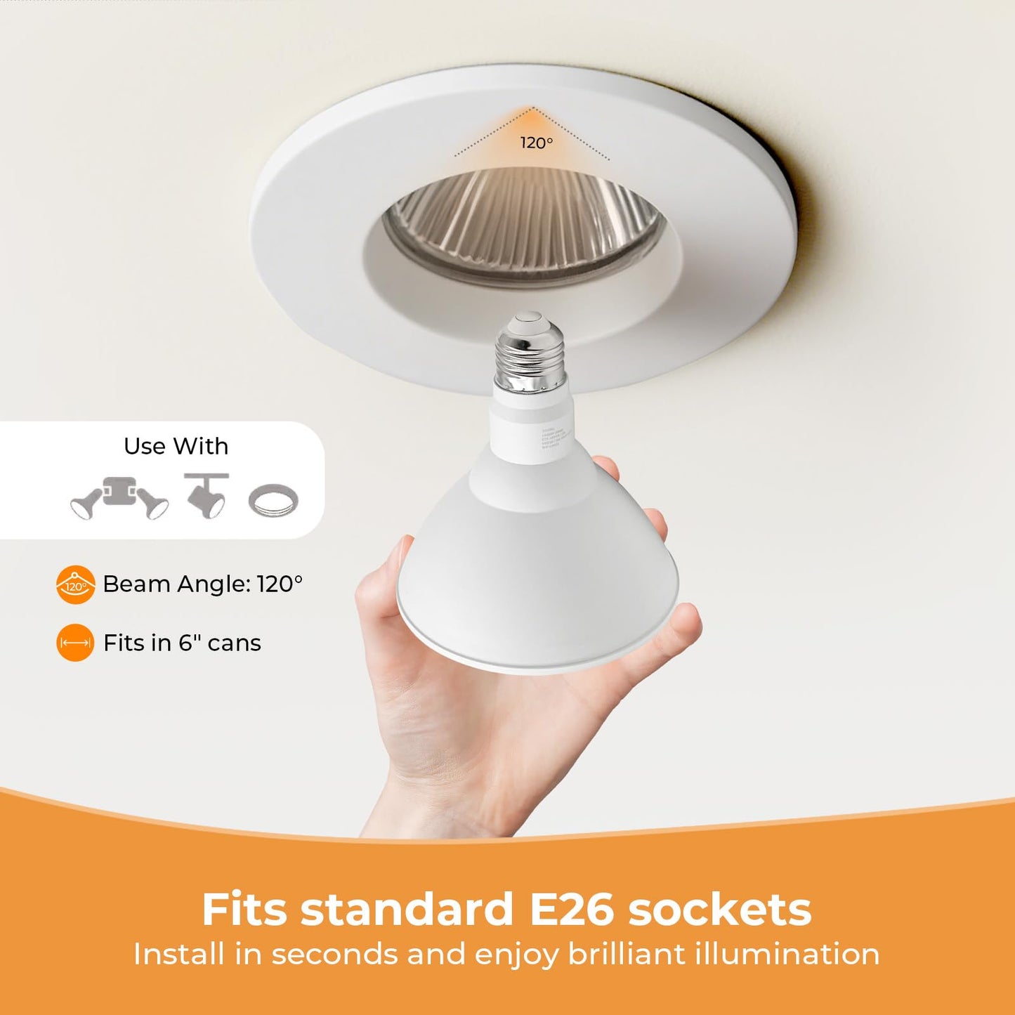 GvvooHome PAR38 Outdoor Flood Light Bulbs, LED Flood Light Bulb Warm White 3000K, 100W Equivalent, 1050LM, Dimmable E26 Base for Porch Garage Yard, 2 Pack