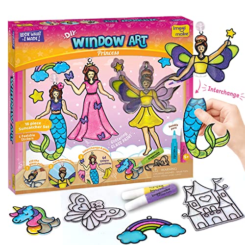 Imagimake Window Art Princess | Suncatcher Kit | Arts and Crafts for Kids Ages 8-12 | Girls Toys Age 6-8 | Unicorn Gifts f...