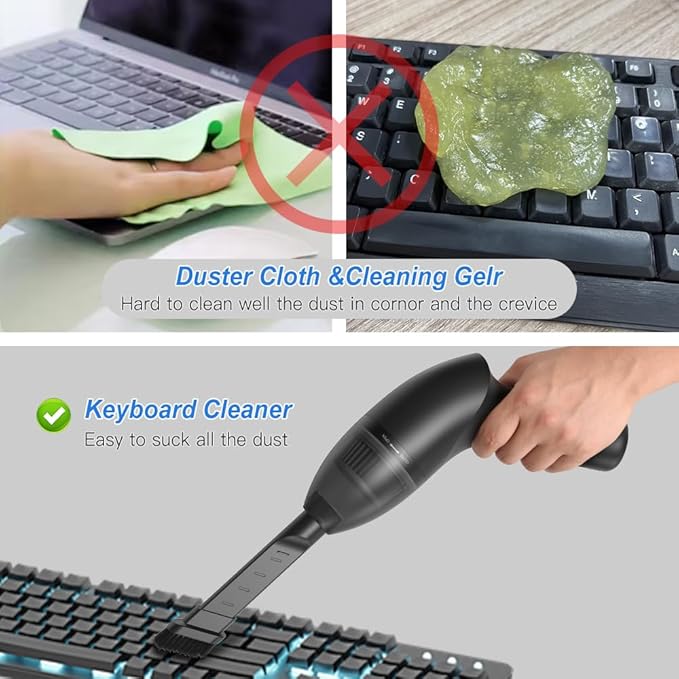 4.3Kpa Keyboard Vacuum Cleaner Portable Computer Vacuum Handheld Vacuum Cleaner Cordless Dust Cleaner for Car Sewing Machine Pet Hairs Crumbs Laptop Desktop Piano