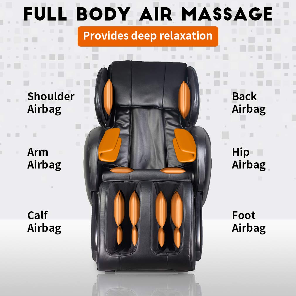 BestMassage Zero Gravity Full Body Electric Shiatsu Massage Chair Recliner with Foot Roller Airbag Massage System Stretch Vibrating(Black)