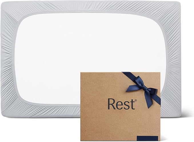 REST® Evercool®+ Fitted Sheet, Twin Size, Light Gray, 13" Deep (up to 15’’), Breathable Bedding for Hot Sleeper and Night Sweats, Bed Sheet with Ionic+ Self-Cleaning Silver Yarn for Sensitive Skin