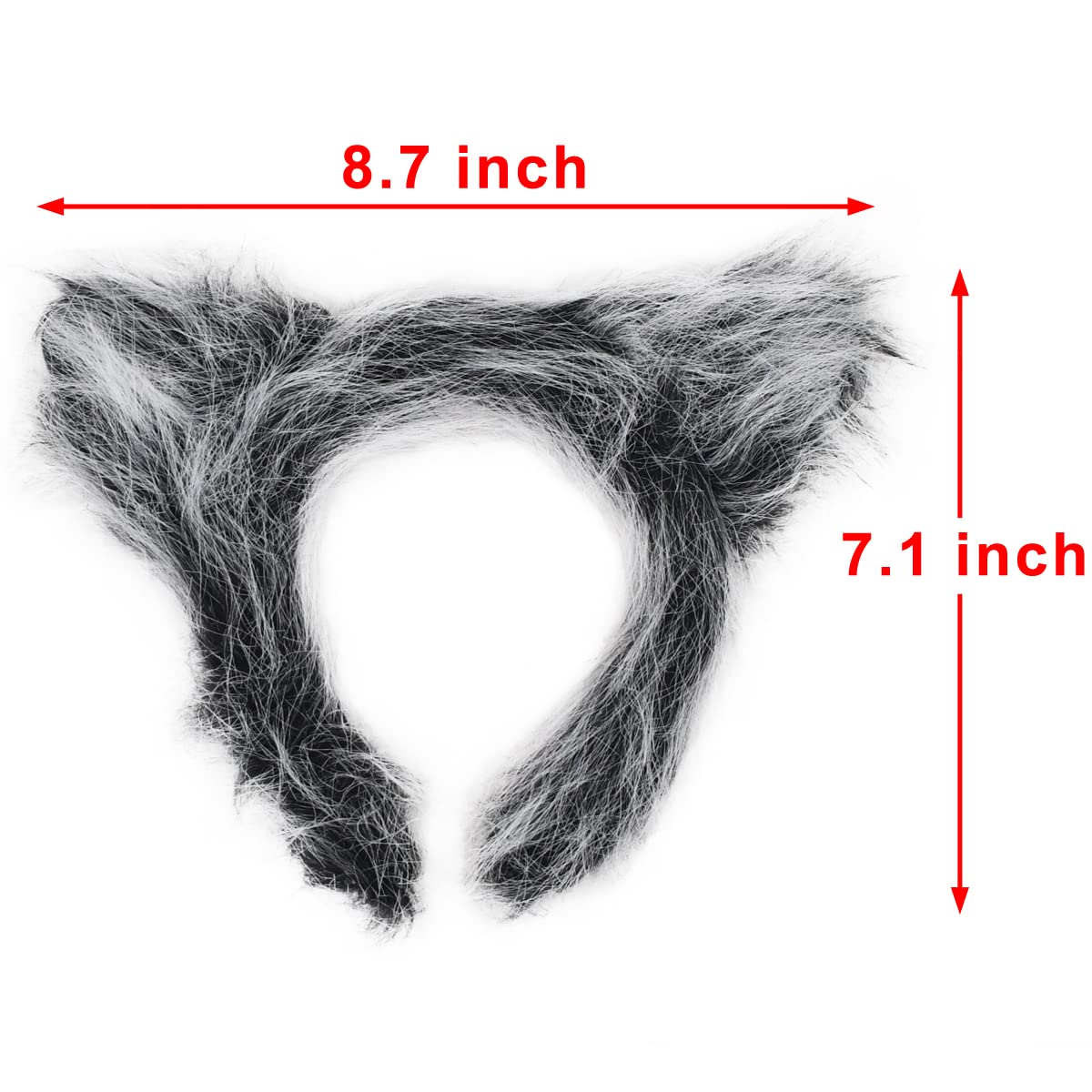 HODRME Plush Grey Wolf Ears Headband-Halloween Christmas Festival Theme Party Animal Cosplay Costume Headbands