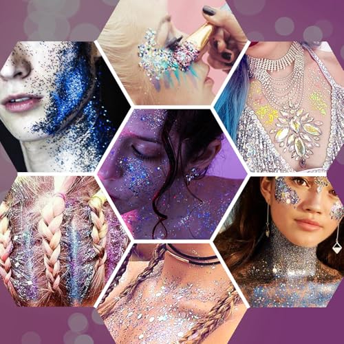 JASSINS 2PCS Body Glitter, 100ml Christmas Face Glitter for Women Girls Kids, Glitter Gel Makeup Tween Gifts, Singer Conce...