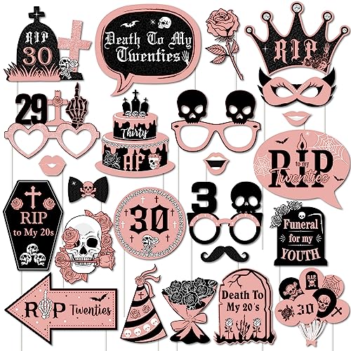 Cheereveal 24Pcs 30th Birthday Photo Booth Props, Rip Twenties Birthday Decorations, Death to My 20s Decorations for 30th ...