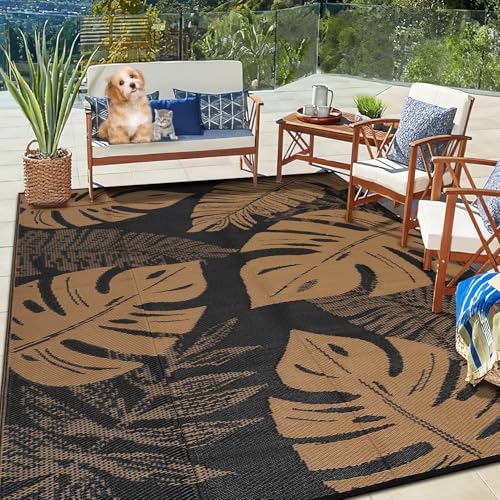 GarveeLife Outdoor Plastic Straw Rug 9x12 UV Resistant Waterproof Patio Rug, Reversible RV Camping Mat with Portable Bag &...