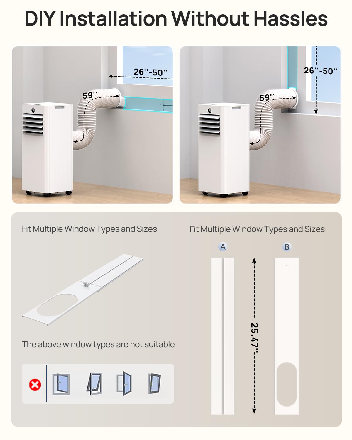 Portable Air Conditioners 16,000 Btu 5-in-1 Smart WiFi AC Unit with APP for Large Rooms up to 750 Sq.Ft, Fast Cooling, Dehumidifier, Fan, Quiet 36dB Sleep Mode 24H, Window Kits for Bedroom Home Office
