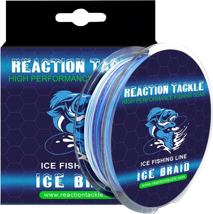 Reaction Tackle Ice Fishing Braided Fishing Line, Tip-Up Line, 8 Strands, Zero Memory Super Stong Pro Grade Power Ice Brai...