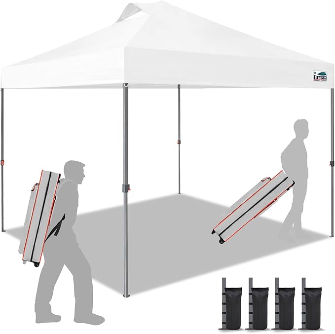 Eurmax USA NOMATTER ONE-Person Open&Close 10x10ft Pop Up Canopy Tent，Portable Shelter Canopy for Outdoor Events，Instant Ca...
