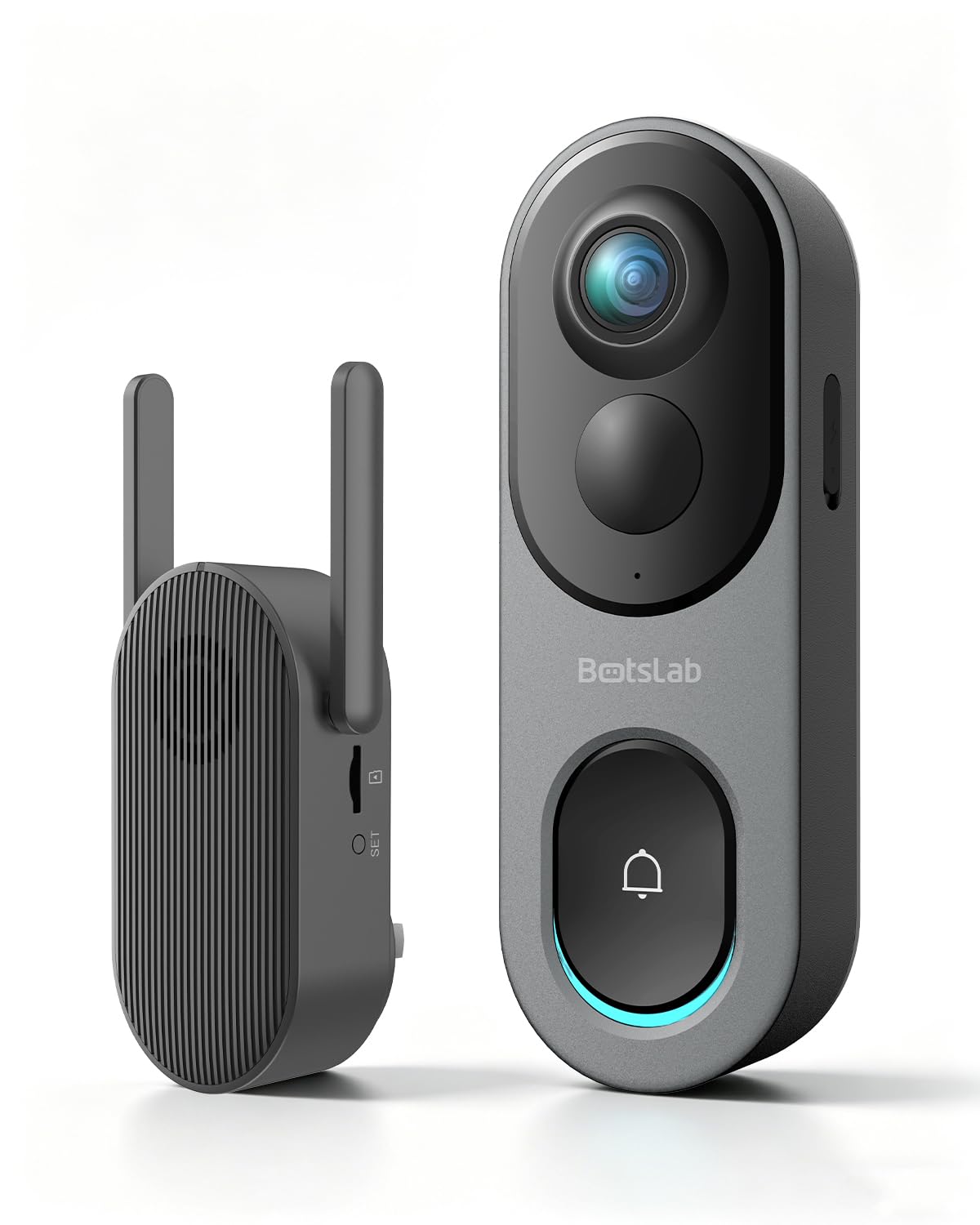 BOTSLAB 5MP Wireless Video Doorbell Camera,180° Head-to-Toe View, AI Motion Detection, VR Mode, Battery or Wired Powered, Easy Installation, Weatherproof, No Monthly Fee, 2.4GHz WiFi