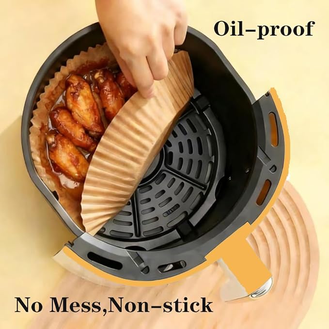 Air Fryer Liners Disposable Round for Ninja,150 pcs Food Grade Parchment Baking Paper for 5-8 QT,Non-stick&Oil-proof for Baking Roasting Microwave (8inch,Round)