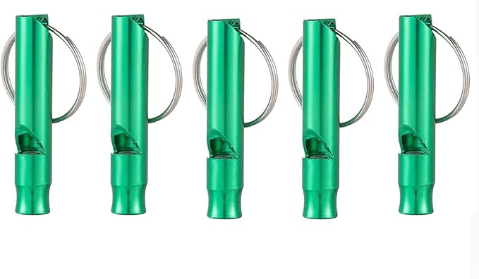 Set of 5 Extra Loud Whistles for Camping Hiking Hunting Outdoors Sports and Emergency Situations, Sturdy but Light Alumini...