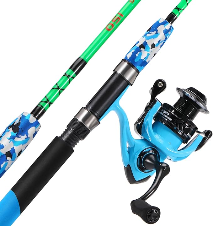 Sougayilang Spinning Reel and 2-Piece Fishing Rod Combo, Durable Graphite & Fiberglass Rod, Split-Grip Cork Handle,Right/L...