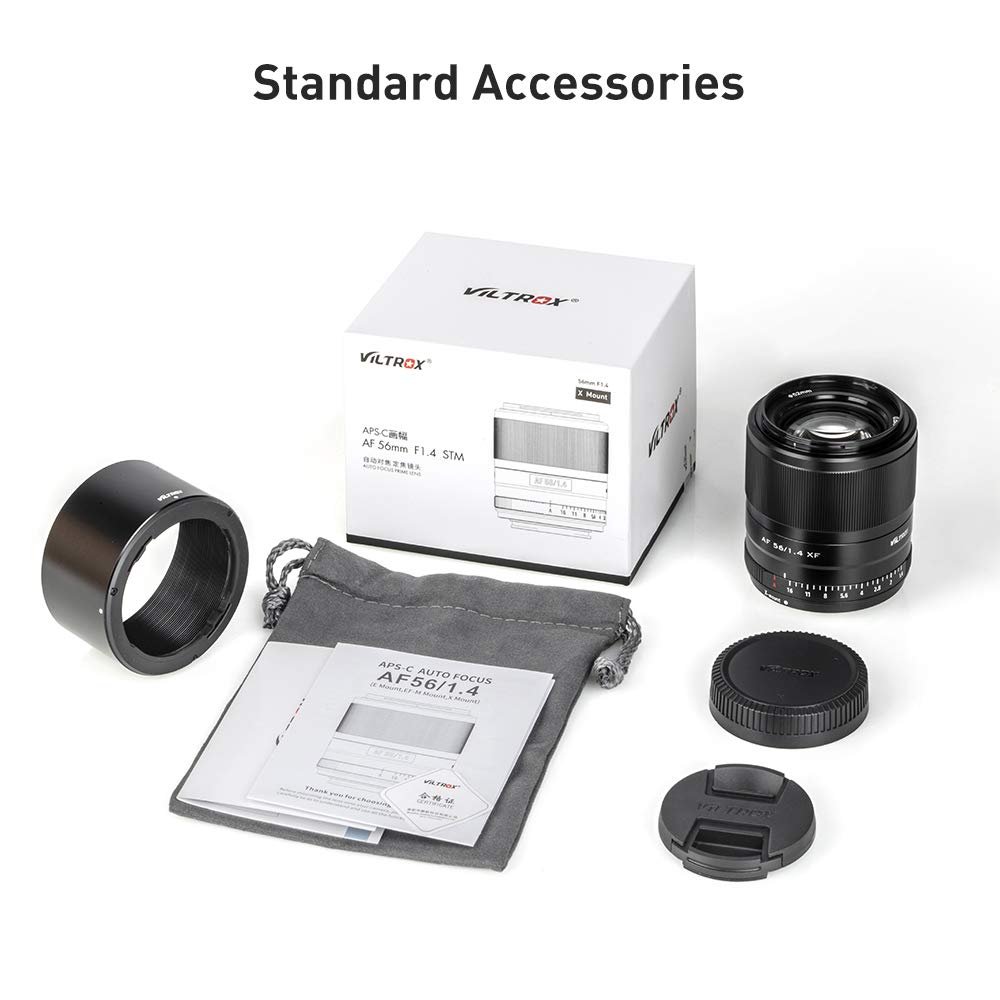 VILTROX 56mm F1.4 STM APS-C Frame Auto Focus Standard Prime Lens for Fuji Fujifilm X-Mount Mirrorless Digital Camera X-M1 X-H1 X-PRO3 X-PRO2 X-T4 X-T3 X-T2 X-S10 X-T30 X-T20 X-T200 Black