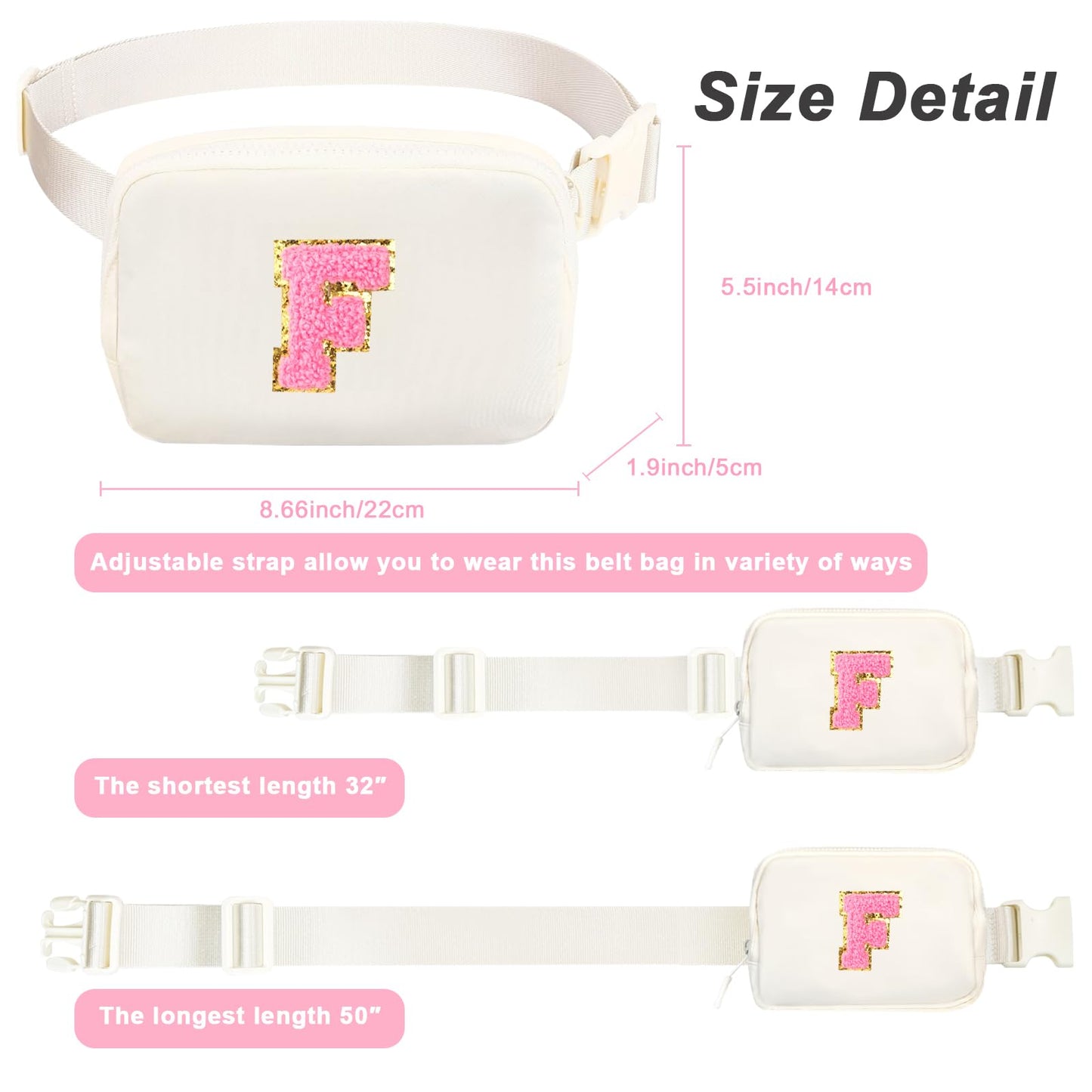 Personalized Fanny Pack for Girls, Gift Sets for Teen Girl, Birthday Gifts for 4 5 6 7 8 9 10 11 12 13 Year Old Girls, Initial Crossbody Bag Belt Bag for Girl Kids (F)