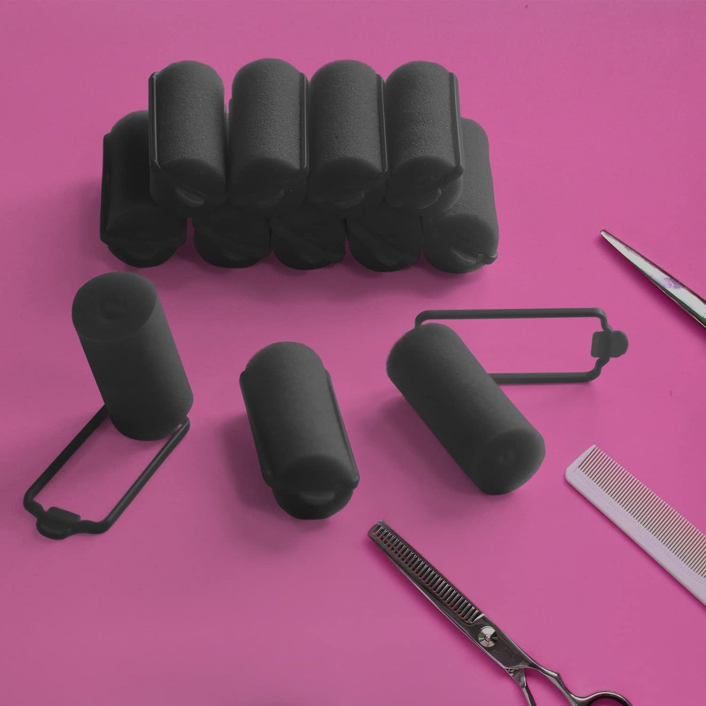 Amzpus 36 Pieces Foam Sponge Hair Rollers - Soft Hair Styling Curlers for Hair Curls (Black, Flexi Rod, 2.8x0.98inch)