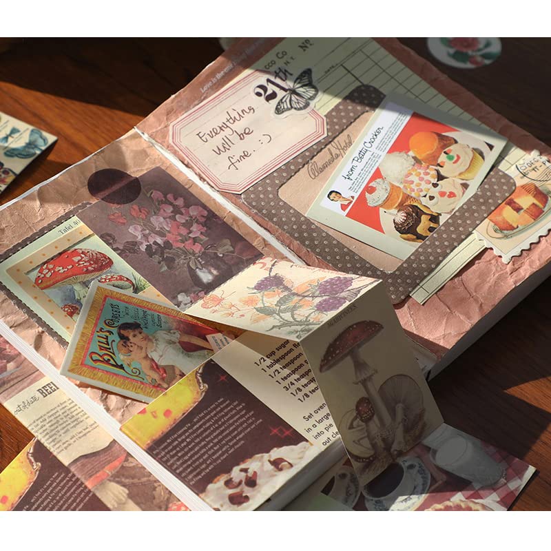 348 Pcs Scrapbooking Supplies Kit, Vintage Aesthetic Scrapbook Kit for Bullet Junk Journal, Stationery, A6 Grid Notebook, ...