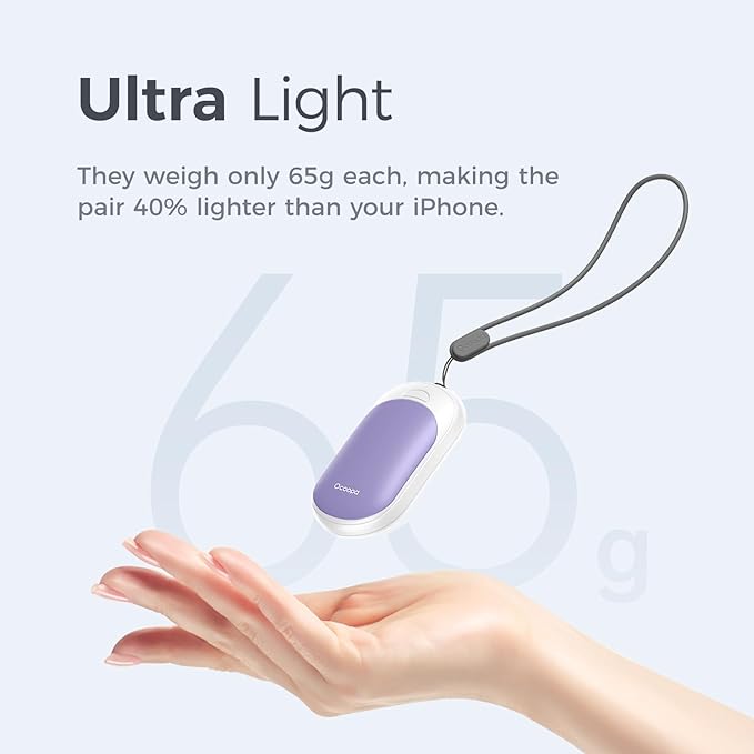 OCOOPA Magnetic Rechargeable Hand Warmers 2 Pack, Ultrathin Electric Handwarmers, Portable Pocket-Sized Heater, for Men, Women Purse Must Haves, Union UT3 Lite