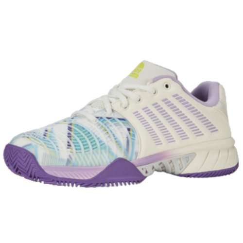 K-Swiss Women's Express Light 3 Padel Shoe, Snow White/Purple Heart/Evening Primrose, 10 M