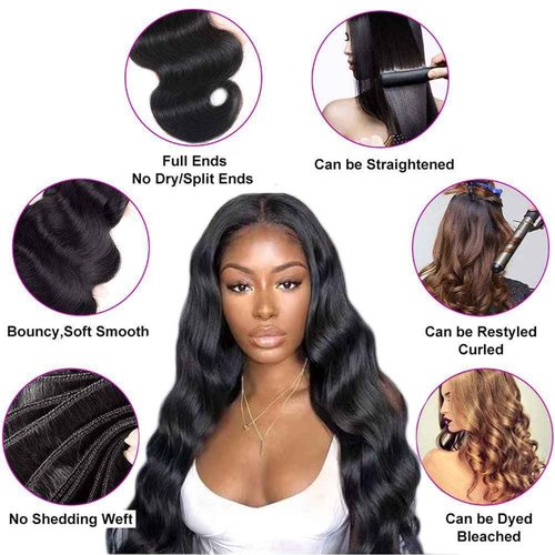 12A Brazilian Body Wave Human Hair 3 Bundles 18 20 22 Inch 100% Unprocessed Brazilian Virgin Human Hair Weave Bundles Body Wave Hair Extensions Natural Color