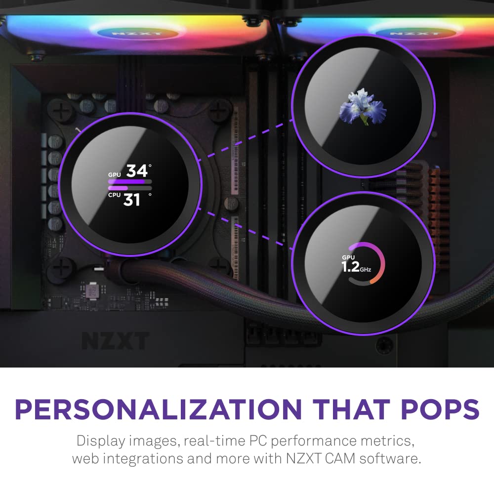 Nzxt Kraken 240 Rgb - 240Mm Aio Cpu Liquid Cooler - Customizable 1.54 Square Lcd Display For Images, Performance Metrics - High-