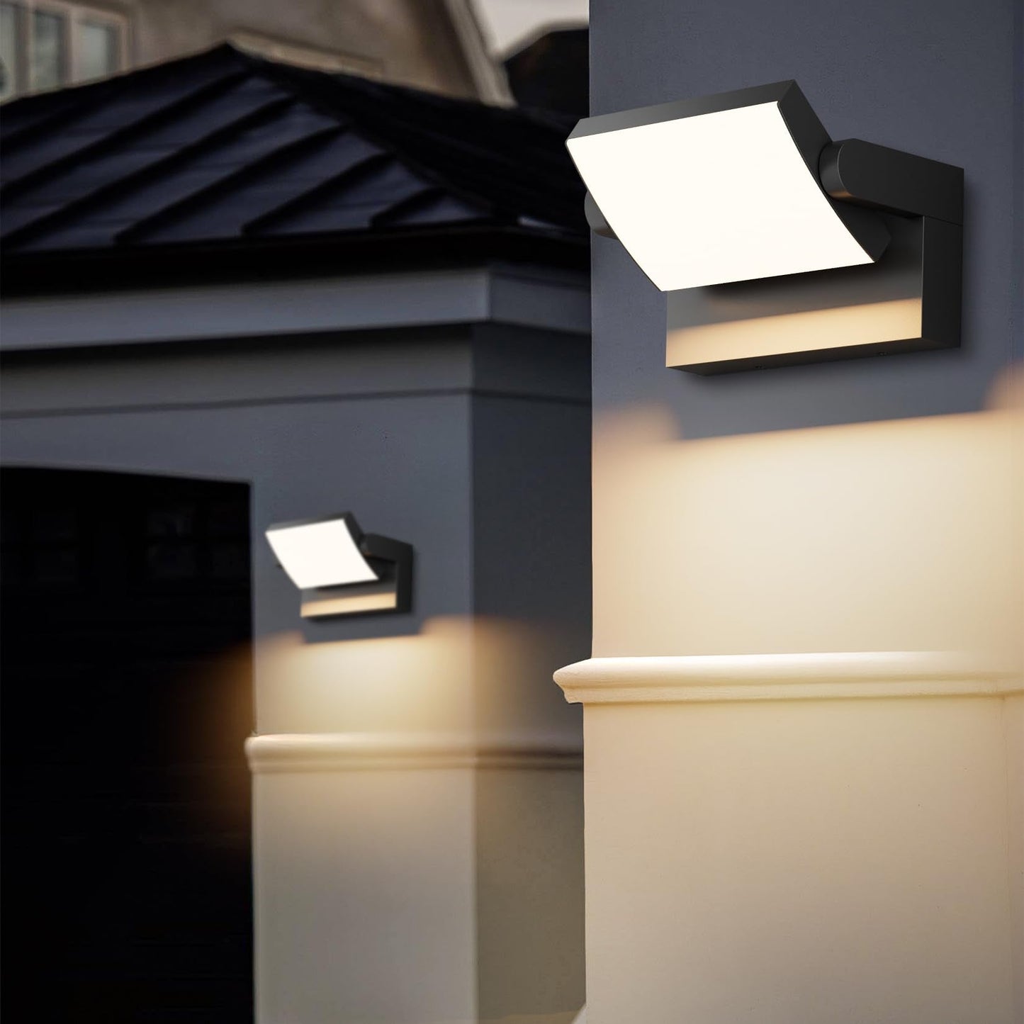 lundwa 2 Pack Modern Outdoor Lights, 40W Black LED Exterior Light Fixture, 3000K Outdoor Wall Sconce, IP65 Waterproof Porch Lights for House