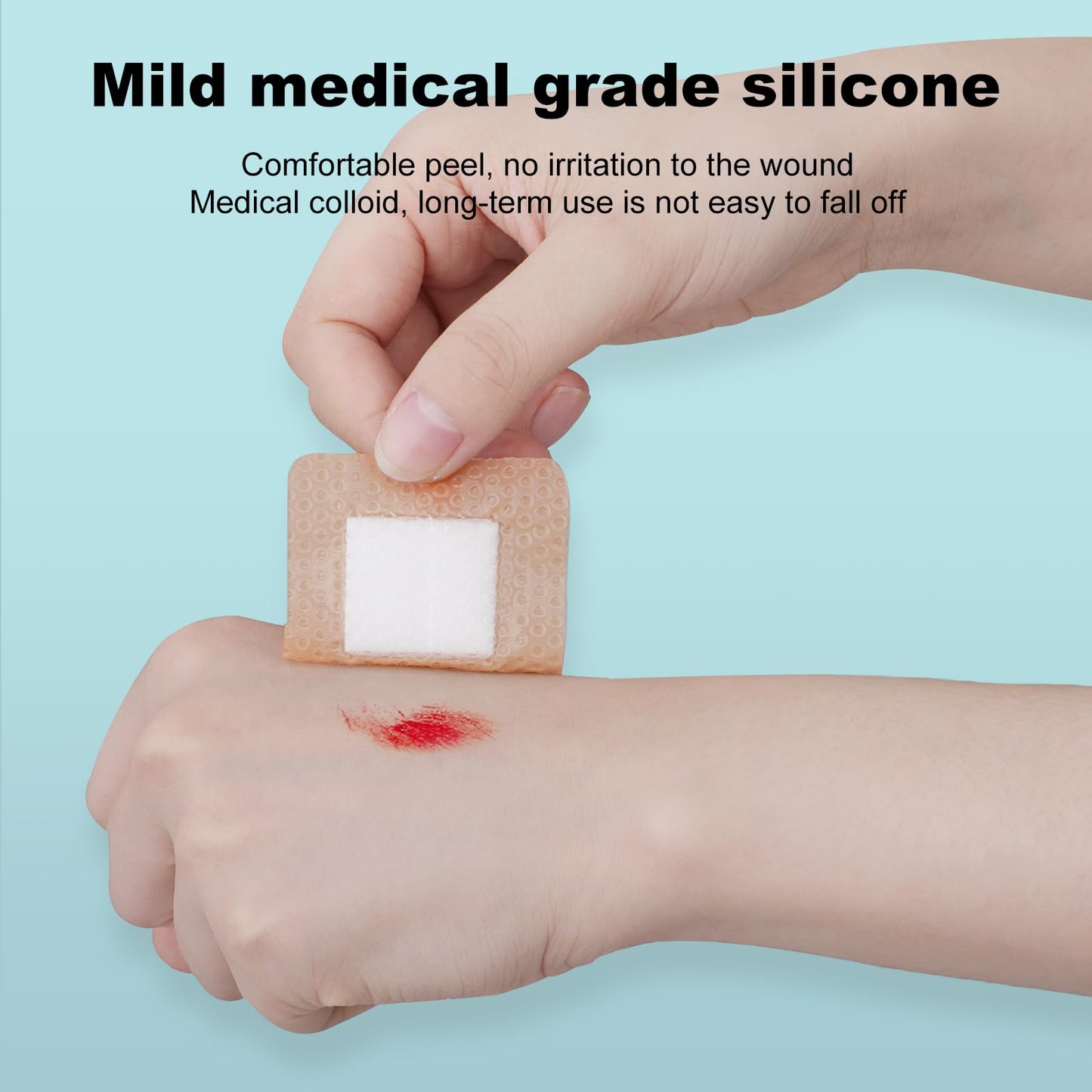 40 Pcs Silicone Foam Dressing 2x2 Gentle Border, Waterproof Silicone Bandages for Wounds Care, Bed Sore Patches, Super Absorbent Wound Dressing, Self Adhesive Pressure Sore Pads (40)