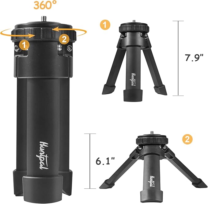 HUNTPAL Gun Rest Rifle Stand Tripod Shooting Stick for Range Table Bench Shooting Practice, Portable Adjustable Compact Aluminum Construction Gun Holder with 360° Swivel V Yoke Head