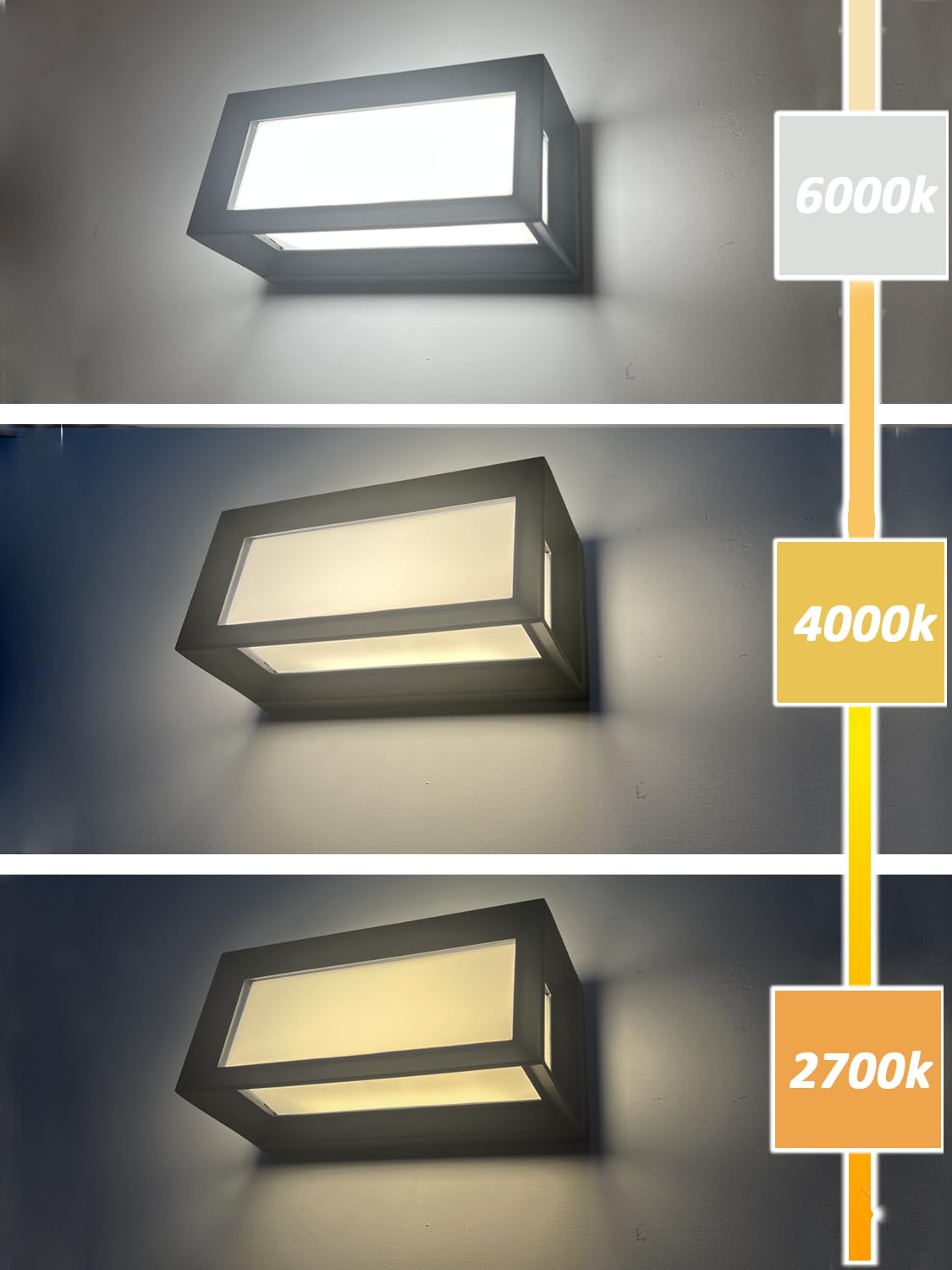 rosykite Modern Outdoor Wall Lights 2Pack, LED Rectangle 18W Bright Warm to Cool Tunable White Exterior Lighting Fixtures, Waterproof Outdoor Lights for House,Porch,Garage (Rectangle-CCT)