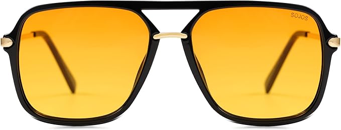 SOJOS Sunglasses for Women & Men, Square, Retro, Polarized Lens, Trendy Aviator, 90s Shades